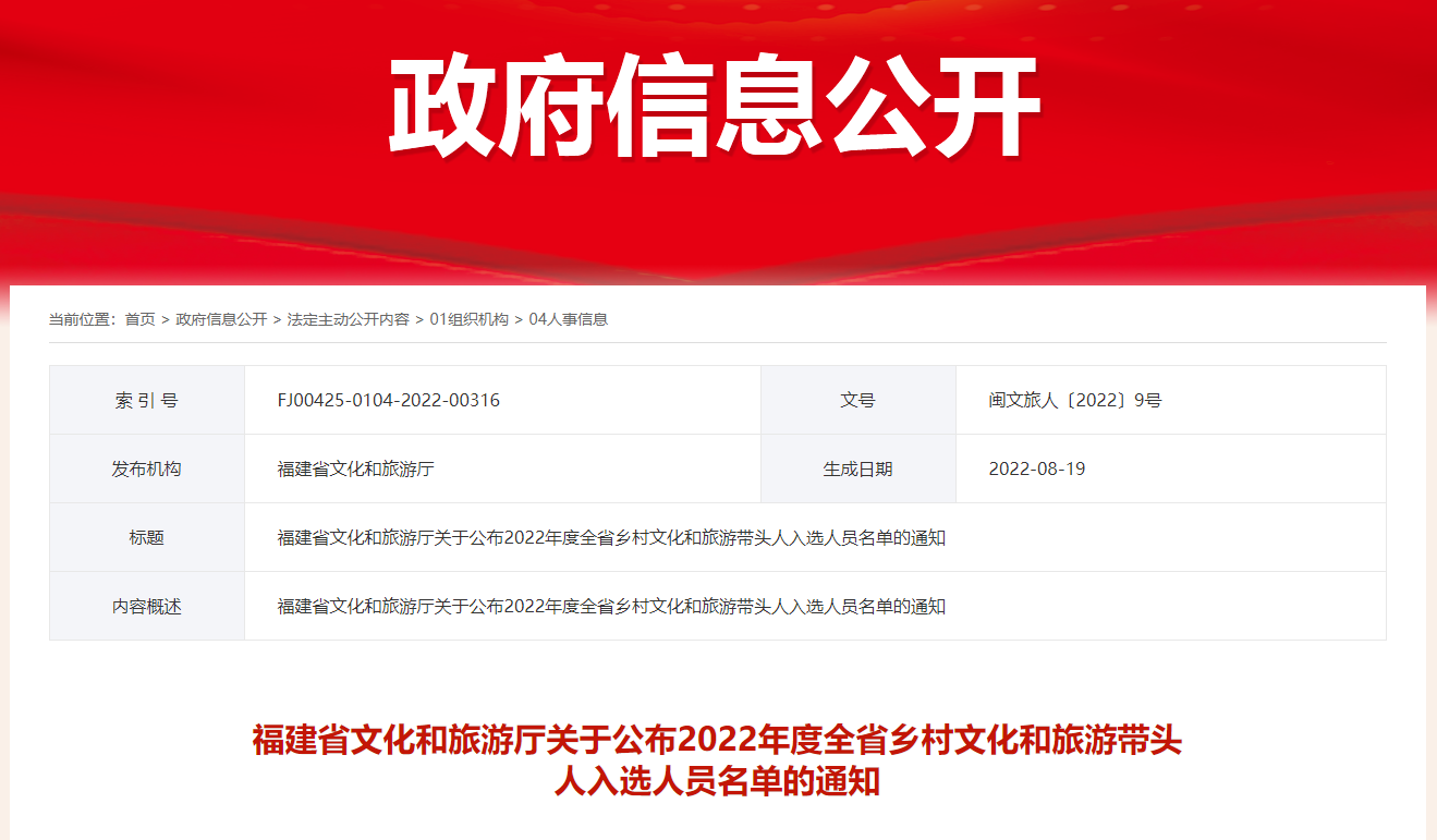22人入選！全省鄉(xiāng)村文化和旅游帶頭人名單公布→