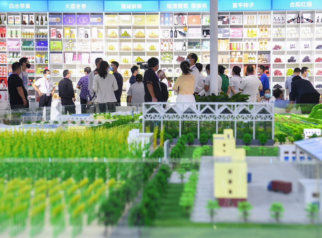 9月15日，在農(nóng)業(yè)科技示范推廣應(yīng)用展館，參觀者了解特色農(nóng)產(chǎn)品。